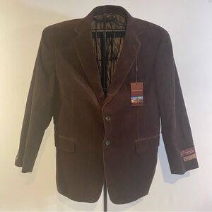NWT Cianni Cellini Brown Heavy Fully Lined 100% Cotton Corduroy Blazer Size 44S